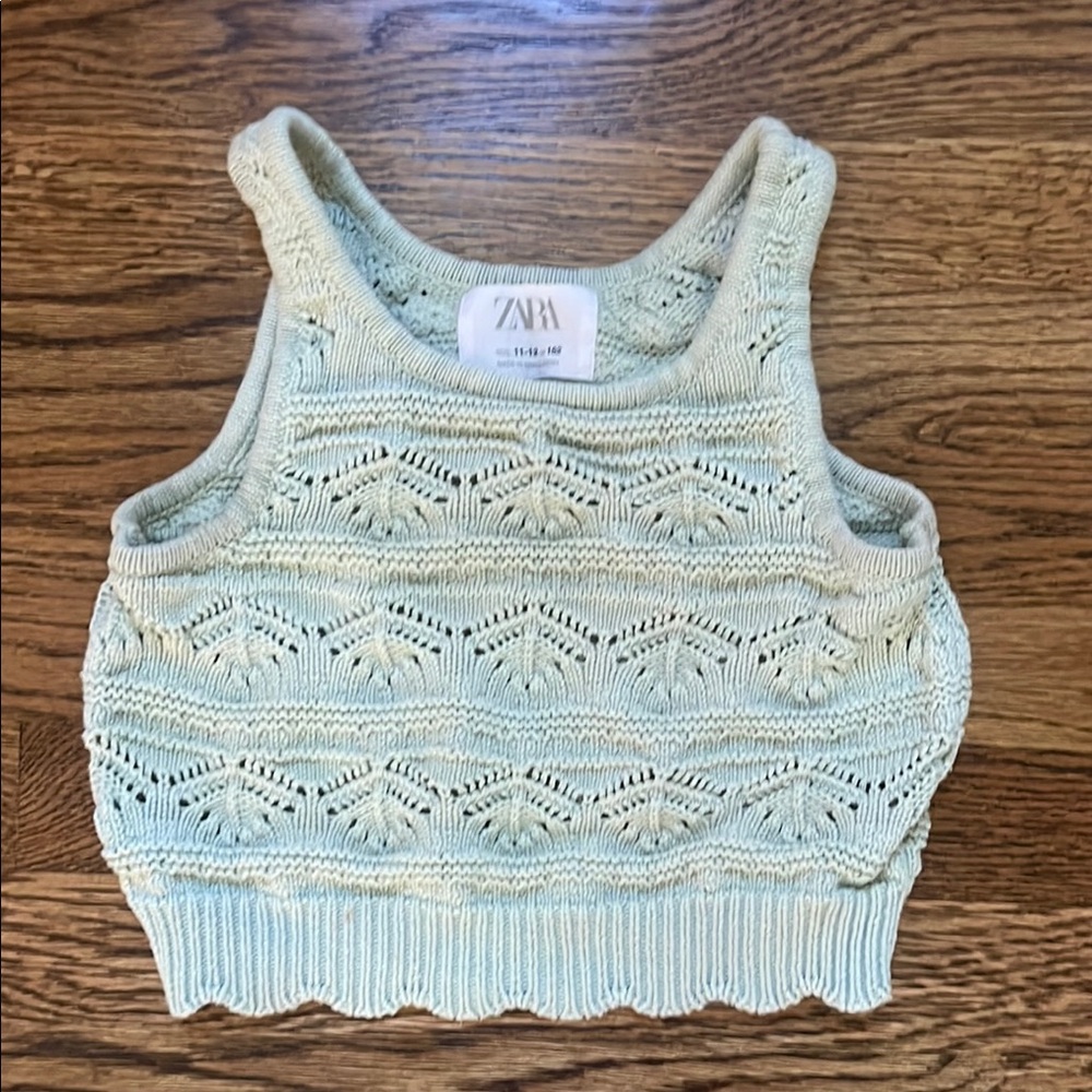 Zara Knit Crop Top in pale mint girls size 10 EUC